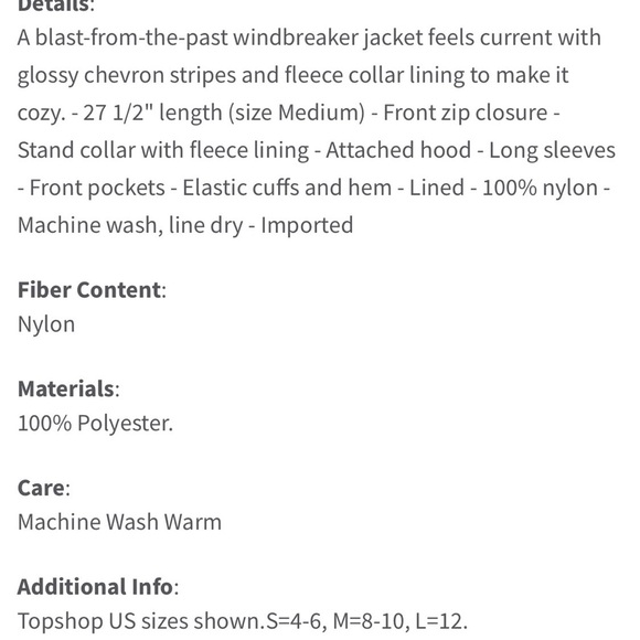 TOPSHOP Black Patent Windbreaker Coat Sherpa Lined Size Small - Picture 11 of 11